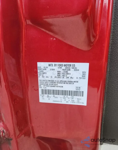 2009 Ford F150 Super Cab from USA, damaged, VIN 1FTRX12849FA81638